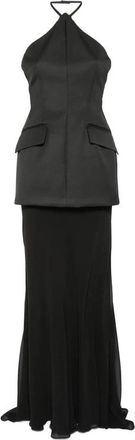 Sportmax Spxpinne Halterneck Maxi Jurk - Dames - Avondkleed - Zwart - 2XS - Polyester - Kleedjes