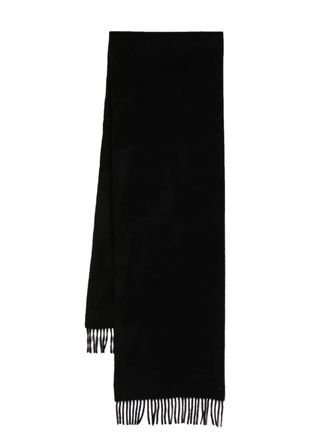 Mulberry embroidered-logo fringed scarf - women - Wool/Cashmere - One Size - Black
