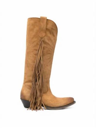 Golden Goose Pre-Loved Womens Fringed Embroidered Boot In Brown
