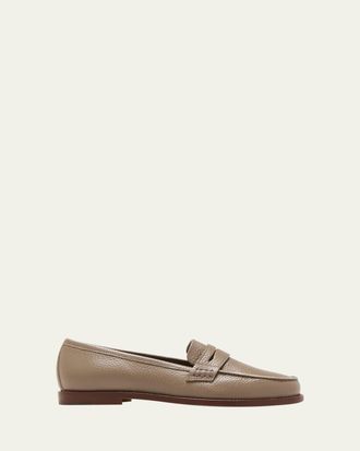Manolo Blahnik Perrita Leather Penny Loafers