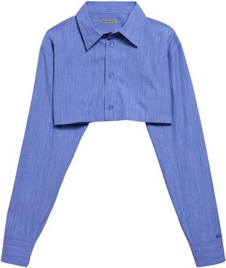 Balenciaga Cropped Shirt In Melange Wool And Silk