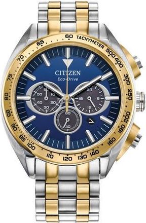 Citizen Eco-Drive Bracelet Strap Chronograph Watch, 39.2mm in Blue/Silver at Nordstrom Rack