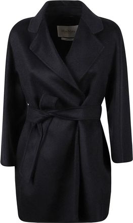 Max Mara Detto Riemenjas - Dames - Jas met riem - Blauw - M - Kasjmier - Jassen