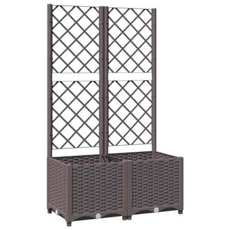 Berkfield Home Garden Planter with Trellis Brown 80x40x136 cm PP | Size: 80 x 40 x 136 cm