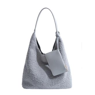 Generic Womens Plush Bags Autumn And Winter Large Capacity Lamb Plush Bag Casual Commuting Womens Shoulder Tote Commuter(GRAY)