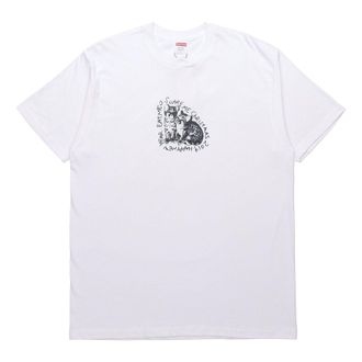 SUPREME FW19 Week 17 Eat Me Tee Kitten Printing Short Sleeve Unisex White SUP-FW19-10915