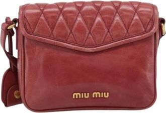 Miu Miu Pre-owned Leather Shoulder Bag - Dames - Vintage Schoudertas - Rood - ONE Size - Leer - Vintage
