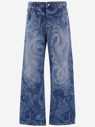 Just Cavalli katoenen denimjeans met print