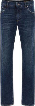 Dolce & Gabbana Plaque Logo Jeans - Heren - Slim Fit Jeans - Blauw - XL - Katoen - Jeans