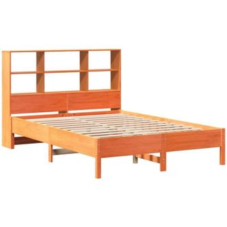 vidaXL Cama Con Estanter&iacute;a Sin Colch&oacute;n Madera Maciza Marr&oacute;n 120x200cm Vidaxl