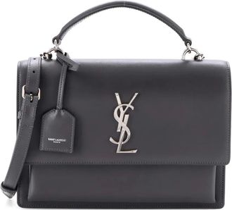 Saint Laurent Sunset leren medium schoudertas met handgreep - Grijs