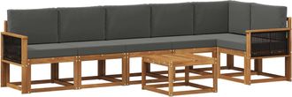 vidaXL Conjunto De Sof&aacute;s De Exterior 7 Uds. Natural Y Antracita Vidaxl