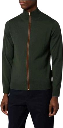 Paul Smith Gilet met rits - Heren - Vesten - Groen - 2XL - Wol - Truien & Vesten