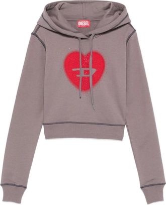 Diesel Heart Katoenen Hoodie - Dames - Hoodies - Grijs - XS - Katoen - Hoodies & sweatvesten
