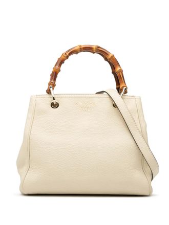 Gucci 2000-2015 Small Calfskin Bamboo Shopper satchel - White