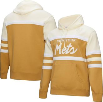 Mitchell & Ness Mens Mitchell & Ness Tan/Cream New York Mets Head Coach Pullover Hoodie at Nordstrom, Size Xxx-Large