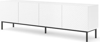 AC-D&eacute;co Mobile Ravenna C Diamond Mdf Hg Porta Tv 4d 200 Bianco Opaco Lucido Telaio Nero