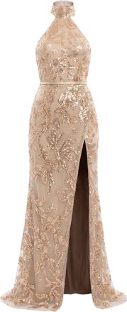 Saiid Kobeisy Halter Neck Embroidered Tulle Dress