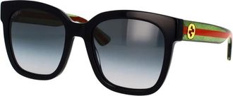Gucci Sunglasses, female, Black, 54 MM, Rectangular Sunglasses with Glittery Green Arms