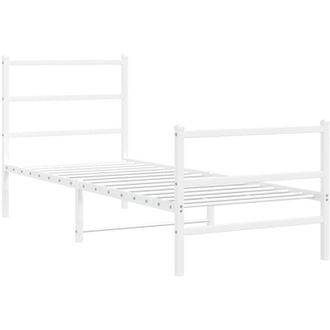vidaXL Vidaxl - Metal Bed Frame without Mattress with Footboard White 80x200cm
