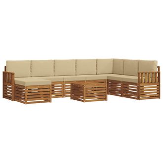 vidaXL Conjunto De Sof&aacute;s De Exterior 9 Uds. Natural Y Beige Vidaxl