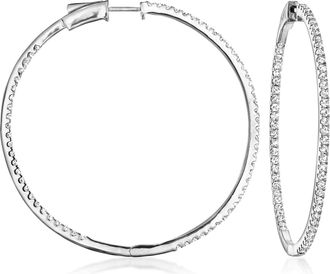 Ross-Simons Diamond Inside-Outside Hoop Earrings in Sterling Silver