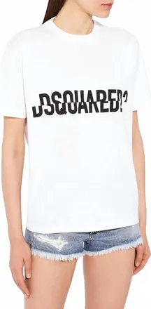 Dsquared2 Womens Logo Print Cotton T-Shirt In White
