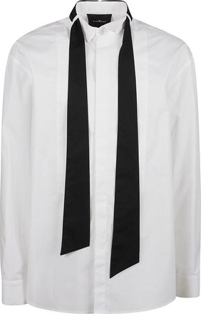 John Richmond White Indreg Necktie Detail Cotton Long-Sleeve Shirt