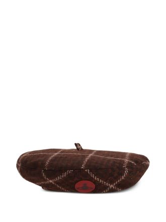 Vivienne Westwood checked-pattern beret - unisex - Virgin Wool - S/M - Brown