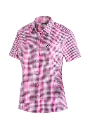 Maier Sports Funktionsbluse MAIER SPORTS Philina, Damen, Gr. 40, rosa, 85% Polyester, 15% Viscose, Blusen Funktionsbluse, Karierte Kurzarm-Bluse f&uuml;r Wandern, Reise