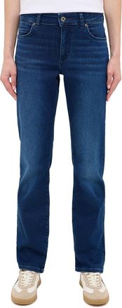 Mustang Straight-Jeans MUSTANG Damen Style Crosby Relaxed Straight, Damen, Gr. 27, L&auml;nge 34, blau (682 mittelblau), Denim/Jeans, 78% Baumwolle, 10% Lyocell, 9