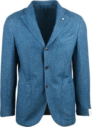 L.B.M. 1911 Textured Rounded Jacket with Button Closure in Vibrant Turquoise