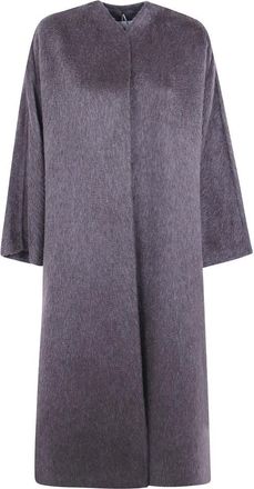 Max Mara Febo Oversized Jas - Dames - Mantel - Grijs - S - Leer - Jassen