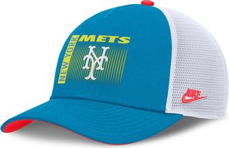 Nike New York Mets Neon 90s Rise Nike Mens Dri-FIT MLB Trucker Adjustable Hat in Blue | NB520GMTM89-53M