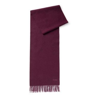 BOSS Italian-cashmere scarf with fringing and embroidered logo