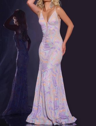 Jovani Mermaid V Neckline Gown In Multi