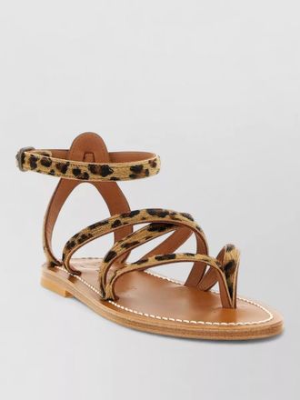 K.Jacques epicure ankle strap flat sandals leopard