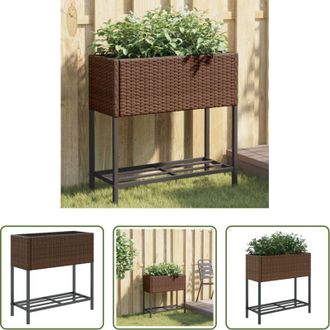 vidaXL Fioriera in rattan - Fioriera da Giardino con Ripiano Marrone in Polyrattan