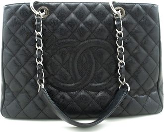 Chanel Shopping Black Leather Shoulder Bag (Pre-Owned)