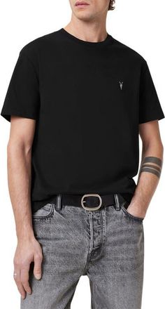 AllSaints Dexter Logo Embroidered T-Shirt in Jet Black at Nordstrom, Size X-Small