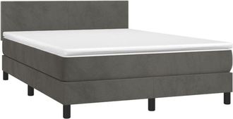 vidaXL Vidaxl - Cama Box Spring Colch&oacute;n Y Led Terciopelo Gris Oscuro 140x190 Cm