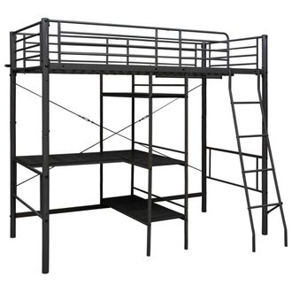 Berkfield Home Bunk Bed with Table Frame Black Metal 90x200 cm
