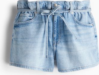 H&M High Rise Denimshorts mit Paperbag-Bund - Blue
