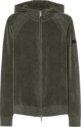 Roberto Ricci Design Velvet Techno Wash Hood Zip Knit - Heren - Zomerjassen - Groen - L - Jassen