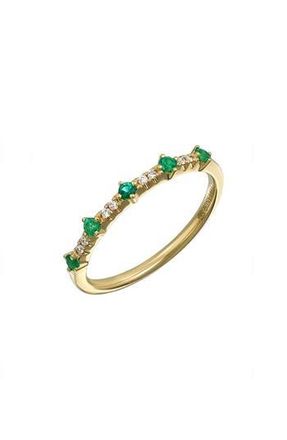 Bony Levy El Mar 18K Yellow Gold Emerald & Diamond Stackable Ring at Nordstrom Rack, Size 6.5