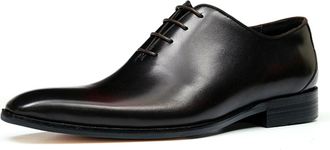 Generic Mens Low Block Heel Formal Shoes Pointed Toe Business Oxfords Lace Up Wedding Dress Shoes,Brown,4.5 UK