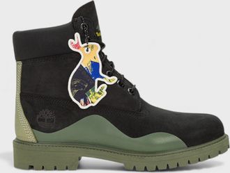 Timberland Mens Heritage 6-Inch Waterproof Nubuck Boot Black with Green Accents Leather - Size UK 6.5