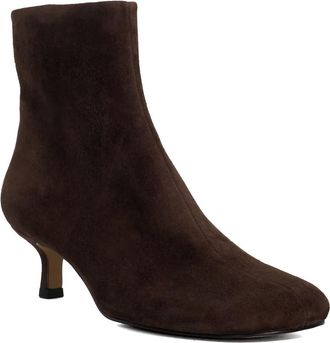 Dune London Womens Ladies Orina - Asymetric Kitten Heel Suede Ankle Boots - Brown - Size UK 4