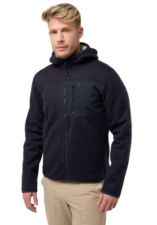 Jack Wolfskin Strickfleecejacke JACK WOLFSKIN KAMINFEUER, Herren, Gr. M, blau (schwarz navy), Strick, Obermaterial: 100% Polyester, hoch geschlossener Ausschnitt, J