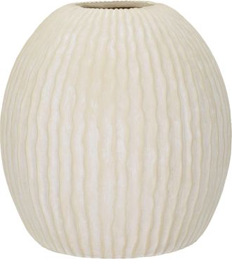 Dmora Vaas Galo, Onregelmatige Textuur, Cr&egrave;me Wit, Diameter 12,5 Cm, Kleur Schaduw Cr&egrave;me Structuur